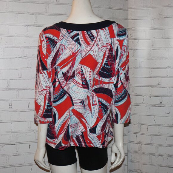 Ruby Rd. Beaded Blouse – XL – Red, White & Blue Boho Chic · 3/4 Sleeves · - Picture 4 of 7